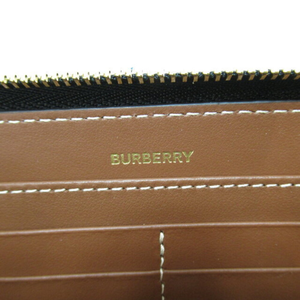 Burberry Round Zip Wallet Long Leather Canvas Gray Black - Picture 6 of 10